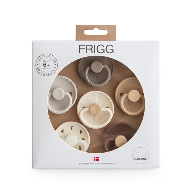 FRIGG 6-Pack Pacifiers - Round Silicone - Earthy Wonder - Size 2