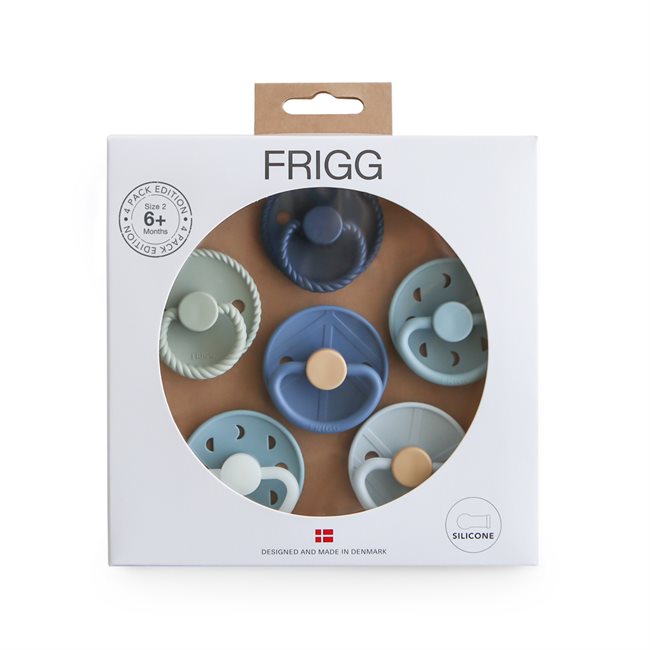 FRIGG 6-Pack Pacifiers  - Round Silicone - Endless Sea - Size 2