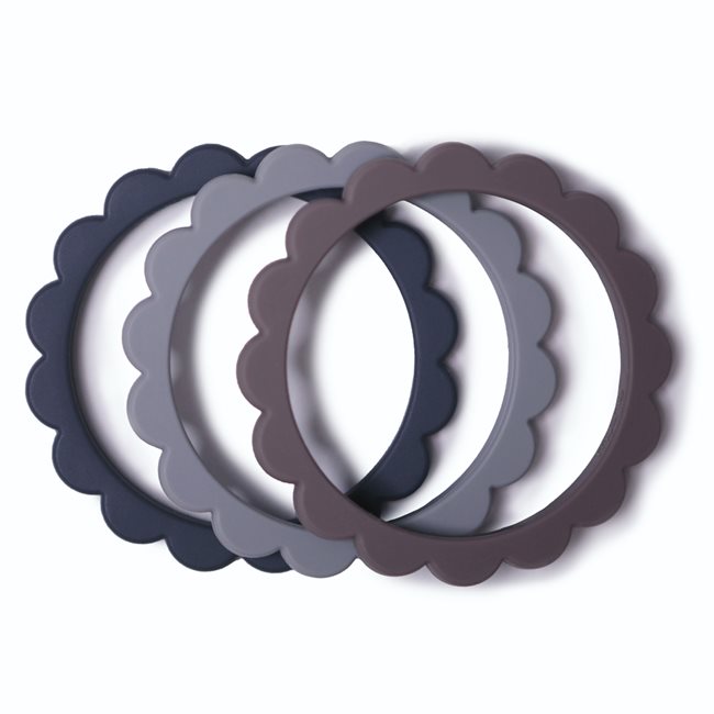 Mushie Flower Bracelet 3-Pack - Dove Gray/Steel/Stone
