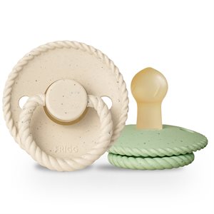 FRIGG Mini Mocha - Round Latex 2-Pack Pacifiers - Vanilla Cream/Matcha Latte - Size 1