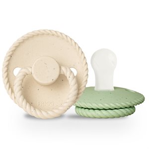 FRIGG Mini Mocha - Round Silicone 2-Pack Pacifiers - Vanilla Cream/Matcha Latte - Size 1