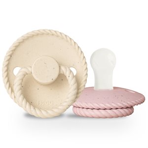 FRIGG Mini Mocha - Round Silicone 2-Pack Pacifiers - Vanilla Cream/Rose Latte - Size 1