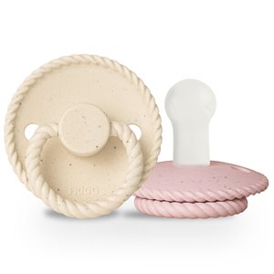 FRIGG Mini Mocha - Round Silicone 2-Pack Pacifiers - Vanilla Cream/Rose Latte - Size 2