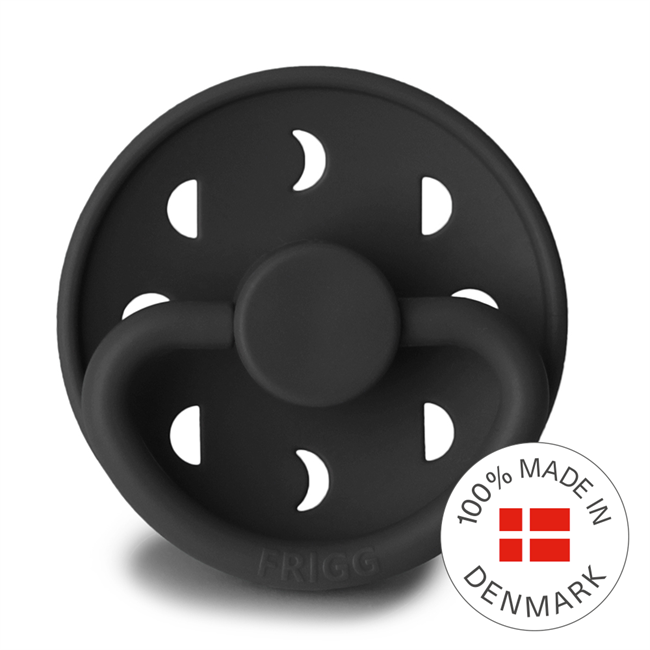 FRIGG Moon Phase - Round Silicone Pacifier - Jet Black - Size 1