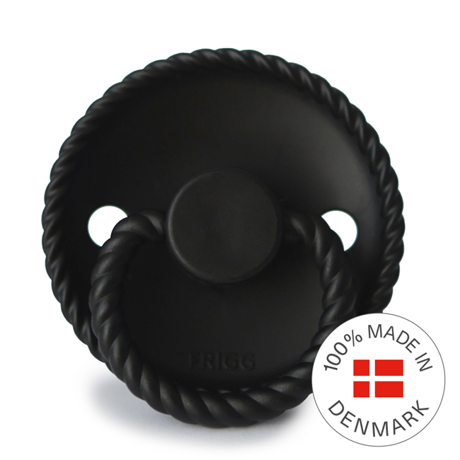 FRIGG Rope - Round Silicone Pacifier - Jet Black - Size 2