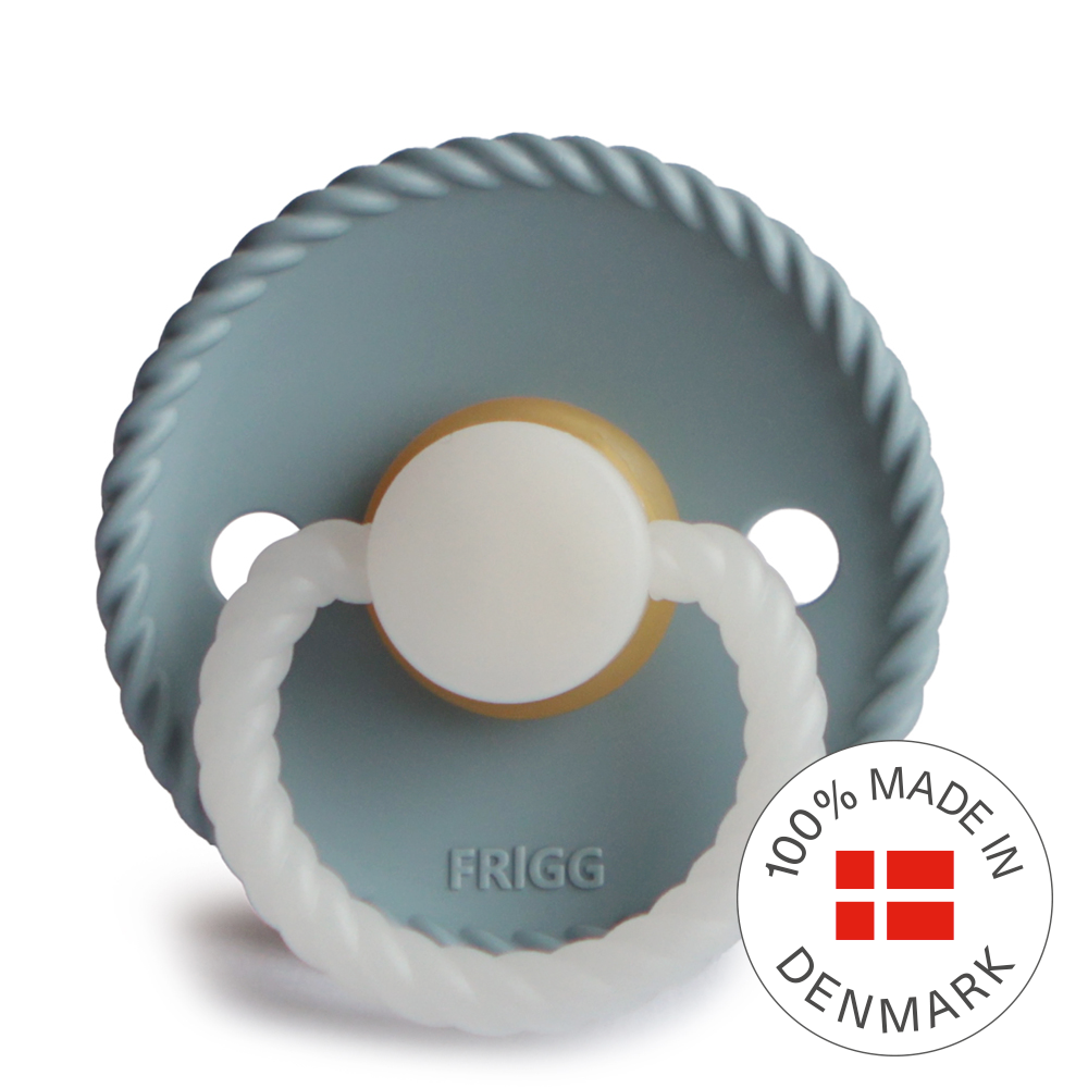 FRIGG Rope - Round Latex Pacifier - Stone Blue Night - Size 1