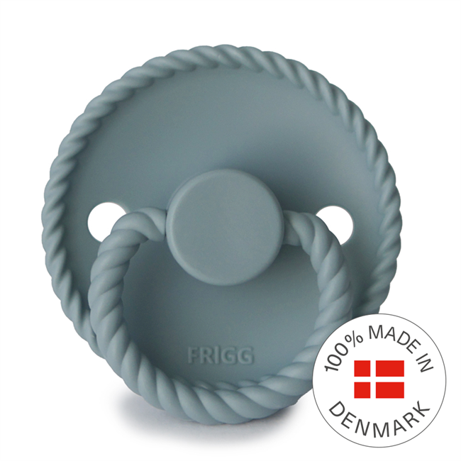 FRIGG Rope - Round Silicone Pacifier - Stone Blue - Size 2