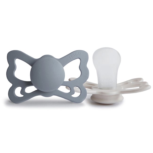 FRIGG Butterfly - Anatomical Silicone 2-pack Pacifiers - Great Gray/Silver Gray - Size 2