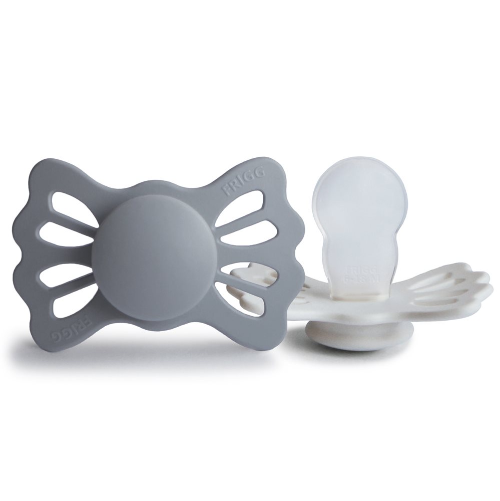 FRIGG Lucky - Symmetrical Silicone 2-Pack Pacifiers - Great Gray/Silver ...