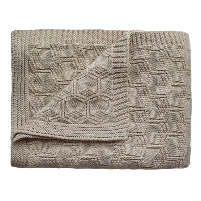 Mushie Knitted Baby Blanket - Honeycomb Beige