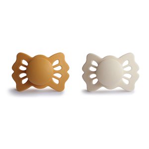 FRIGG Lucky - Symmetrical Silicone 2-Pack Pacifiers - Honey Gold/Cream - Size 1