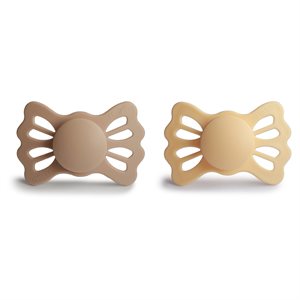FRIGG Lucky - Symmetrical Silicone 2-Pack Pacifiers - Pale Daffodil/Silky Satin - Size 2