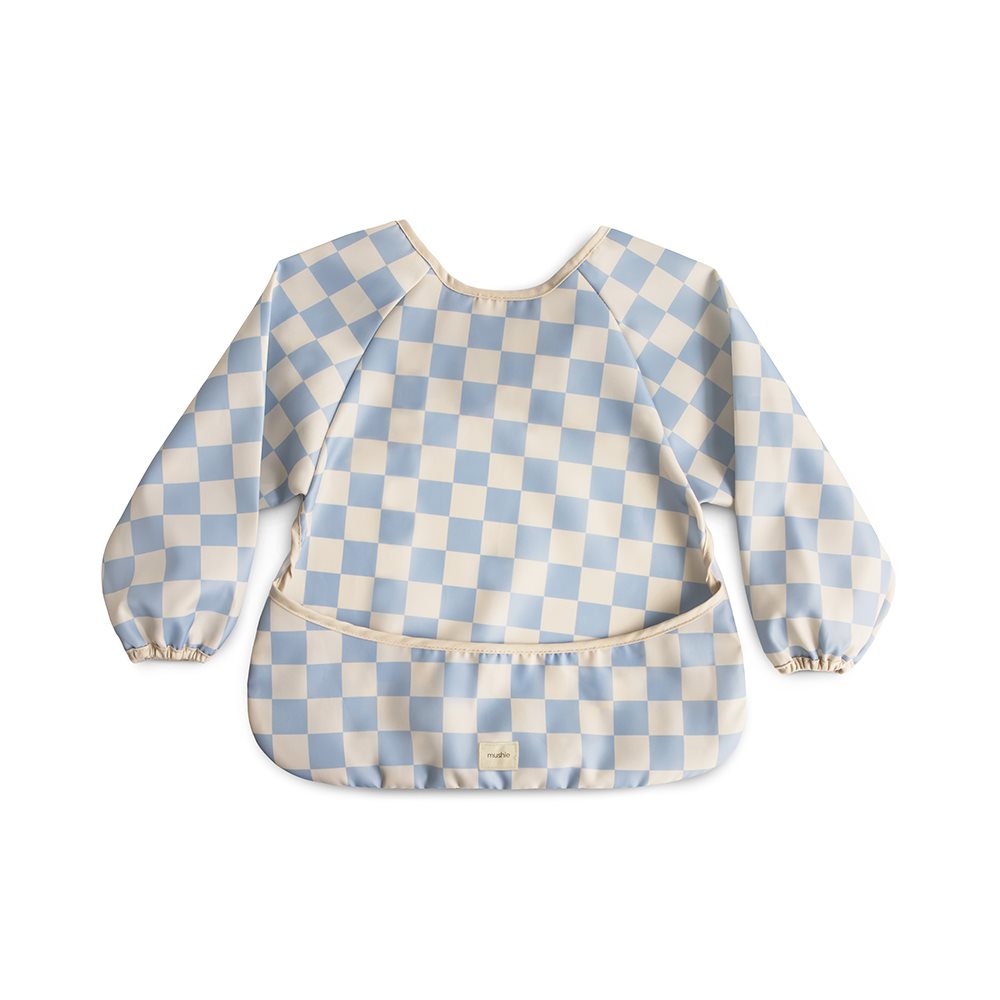 Mushie Long Sleeve Bib - Blue Check