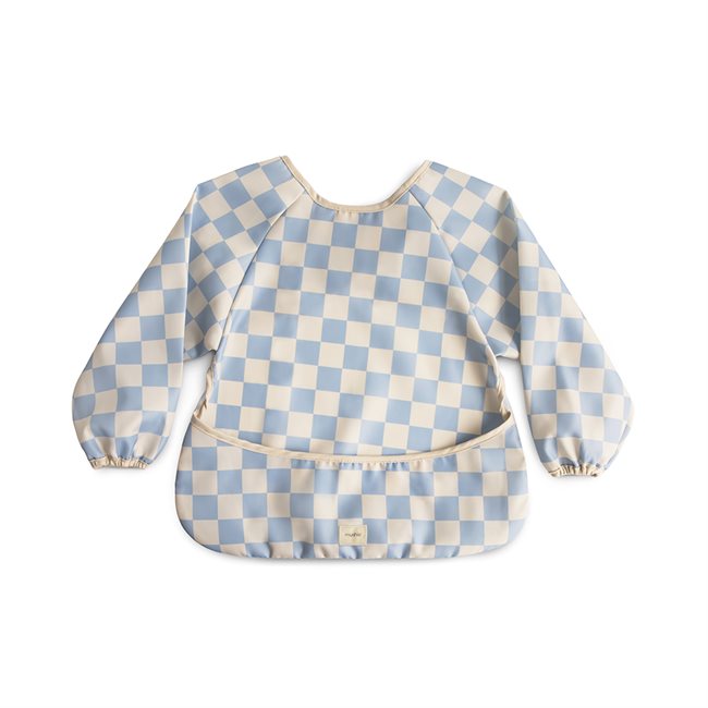 Mushie Long Sleeve Bib - Blue Check