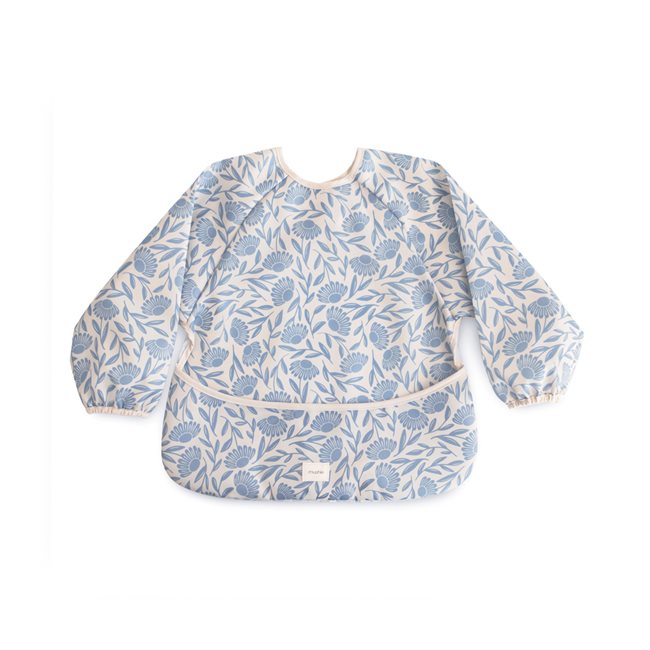 Mushie ​​Long Sleeve Bib​ - Blue Flowers