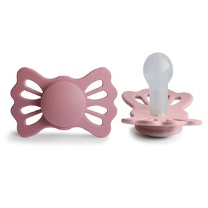 FRIGG Lucky - Symmetrical Silicone 2-Pack Pacifiers - Cedar/Baby Pink - Size 2