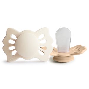 FRIGG Lucky - Symmetrical Silicone 2-Pack Pacifiers - Cream/Croissant - Size 1