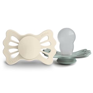 FRIGG Lucky - Symmetrical Silicone 2-Pack Pacifiers - Cream/Sage - Size 2