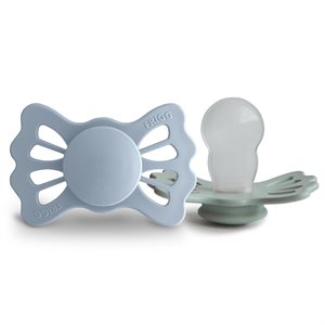 FRIGG Lucky - Symmetrical Silicone 2-Pack Pacifiers - Sage/Powder Blue - Size 2