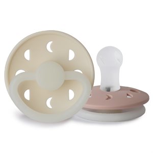 FRIGG Moon Phase - Round Silicone 2-Pack Pacifiers - Blush Night/Cream Night - Size 1