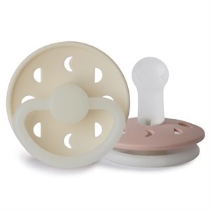 FRIGG Moon Phase - Round Silicone 2-Pack Pacifiers - Blush Night/Cream Night - Size 2