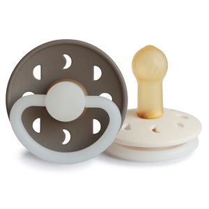 FRIGG Moon Phase - Round Latex 2-Pack Pacifiers - Portobello Night/Cream Night - Size 2
