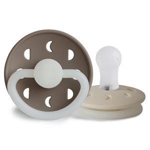 FRIGG Moon Phase - Round Silicone 2-Pack Pacifiers - Portobello Night/Cream Night - Size 1