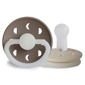 FRIGG Moon Phase - Round Silicone 2-Pack Pacifiers - Portobello Night/Cream Night - Size 2