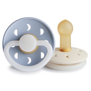 FRIGG Moon Phase - Round Latex 2-Pack Pacifiers - Powder Blue Night/Cream Night - Size 2