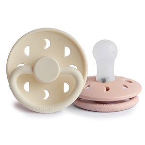 FRIGG Moon Phase - Round Silicone 2-Pack Pacifiers - Blush/Cream - Size 1