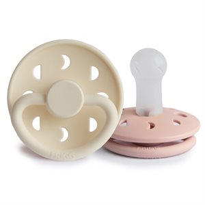 FRIGG Moon Phase - Round Silicone 2-Pack Pacifiers - Blush/Cream - Size 2