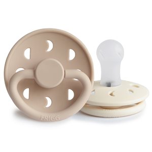 FRIGG Moon Phase - Round Silicone 2-Pack Pacifiers - Cream/Croissant - Size 1