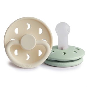 FRIGG Moon Phase - Round Silicone 2-Pack Pacifiers - Cream/Sage - Size 2