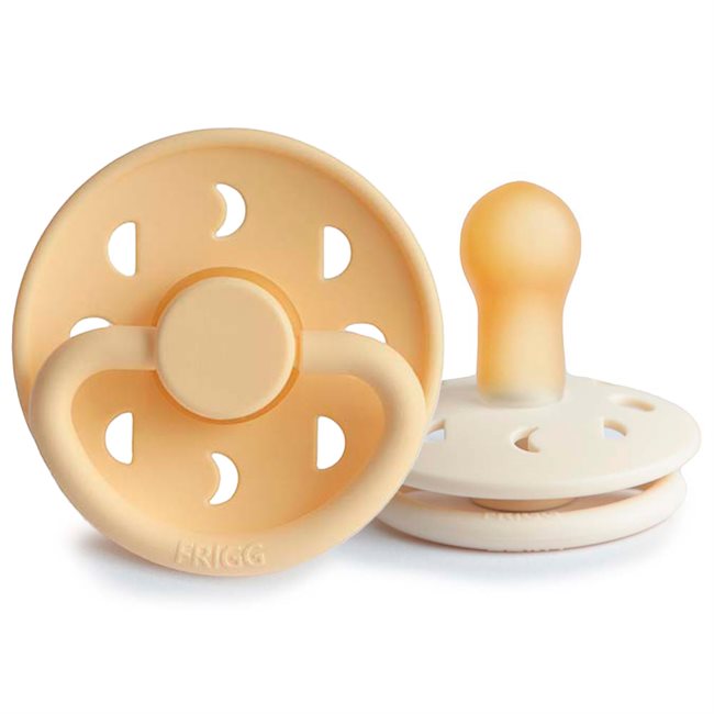 FRIGG Moon Phase - Round Latex 2-Pack Pacifiers - Pale Daffodil/Cream - Size 2