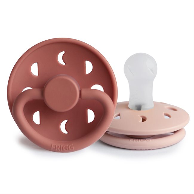 FRIGG Moon Phase - Round Silicone 2-Pack Pacifiers - Blush/Powder blush - Size 1
