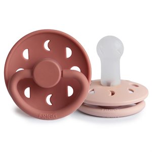 FRIGG Moon Phase - Round Silicone 2-Pack Pacifiers - Blush/Powder blush - Size 2