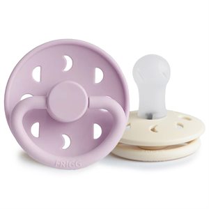 FRIGG Moon Phase - Round Silicone 2-Pack Pacifiers - Soft Lilac/Cream - Size 1