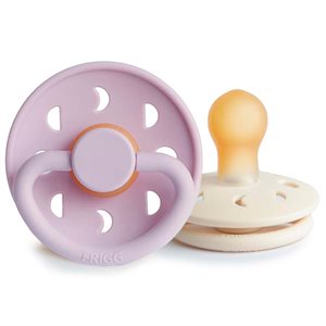 FRIGG Moon Phase - Round Latex 2-Pack Pacifiers - Soft Lilac/Cream - Size 1