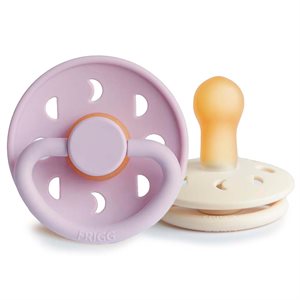 FRIGG Moon Phase - Round Latex 2-Pack Pacifiers - Soft Lilac/Cream - Size 2