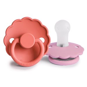 FRIGG Daisy - Round Silicone 2-Pack Pacifiers - Poppy/Lupine - Size 1