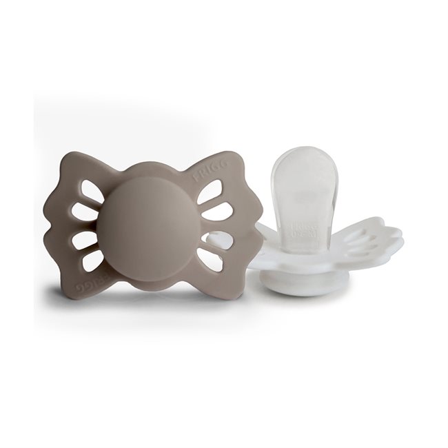 FRIGG Lucky - Symmetrical Silicone 2-Pack Pacifiers - Portobello/Cream - Size 1