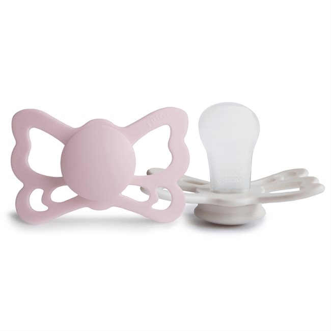 FRIGG Butterfly - Anatomical Silicone 2-pack Pacifiers - Primrose/Silver Gray - Size 2