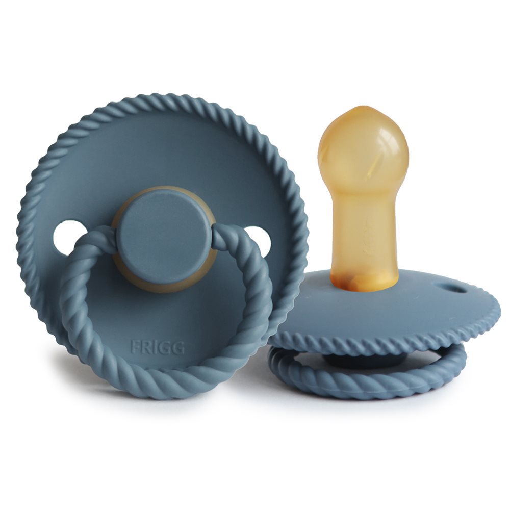 FRIGG Rope - Round Latex Pacifier - Stone Blue - Size 2