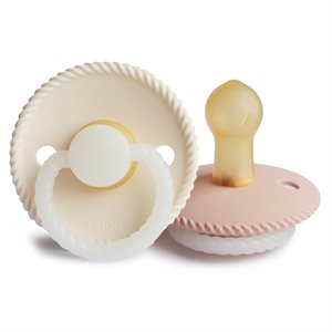 FRIGG Rope - Round Latex 2-Pack Pacifiers - Blush Night/Cream Night - Size 1