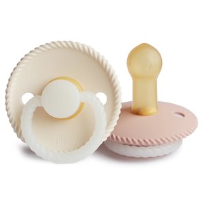 FRIGG Rope - Round Latex 2-Pack Pacifiers - Blush Night/Cream Night - Size 2