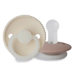 FRIGG Rope - Round Silicone 2-Pack Pacifiers - Blush Night/Cream Night - Size 2