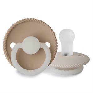 FRIGG Rope - Round Silicone 2-Pack Pacifiers - Cream Night/Croissant Night - Size 1