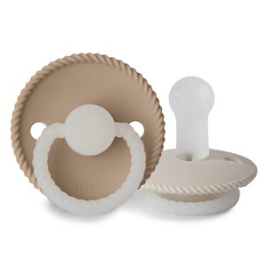 FRIGG Rope - Round Silicone 2-Pack Pacifiers - Cream Night/Croissant Night - Size 2