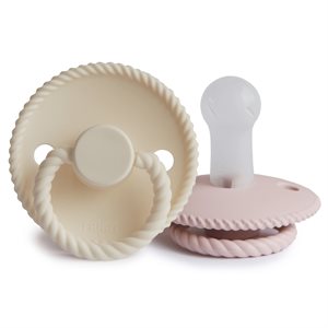 FRIGG Rope - Round Silicone 2-Pack Pacifiers - Blush/Cream - Size 2