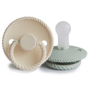FRIGG Rope - Round Silicone 2-Pack Pacifiers - Cream/Sage - Size 2
